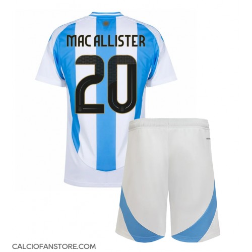 Maglia Calcio Argentina Alexis Mac Allister #20 Prima Divisa Bambino Copa America 2024 Manica Corta (+ pantaloncini)